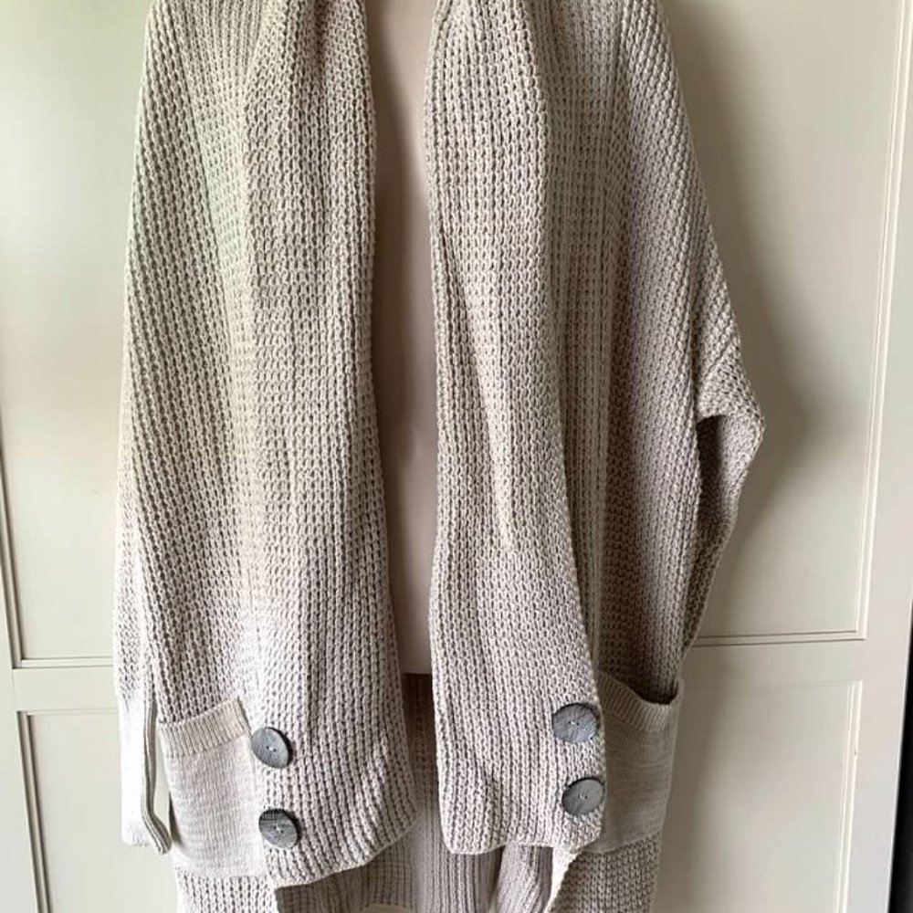 Soft Surroundings Oatmeal Cardigan Sweater - Picture 2 of 4